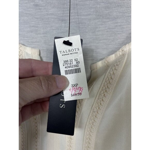 Talbots Shirt Womens 3X Petite Ivory Cream Blouse Lightweight Short Sleeve - Picture 7 of 11